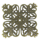 15 Brass Vintage Style Filigree Flat Square Metal Findings  FIL0023