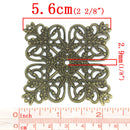 15 Brass Vintage Style Filigree Flat Square Metal Findings  FIL0023