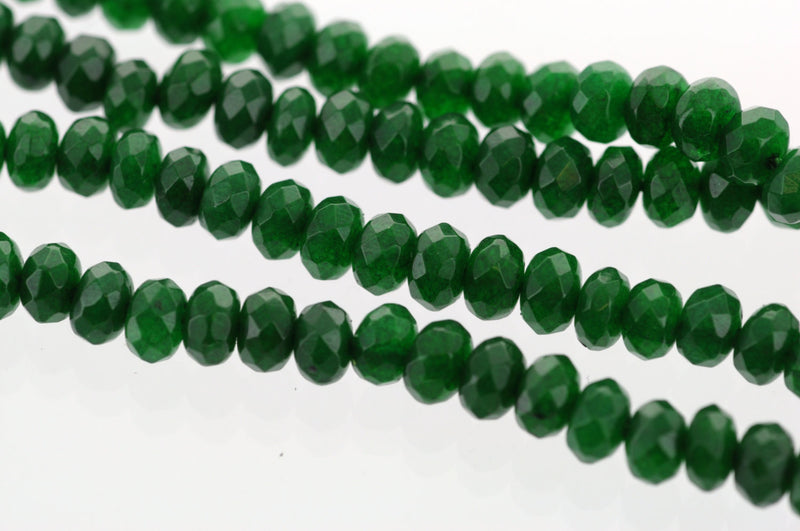 5mm EMERALD GREEN JADE Rondelle Beads, Faceted Gemstone Rondelle Beads, full strand, about 130 beads, gjd0154