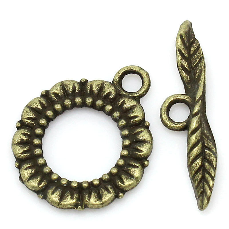 Bronze Tone Metal Toggle Clasps  DAISY Flower  fcl0066