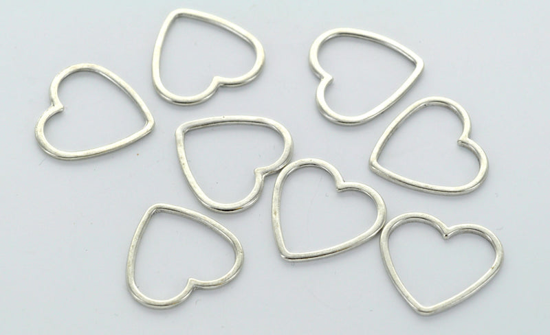 10 Silver Tone Metal OPEN HEART Charm Connector Links . Chs0016