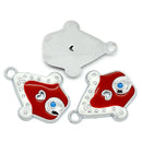2 Silver Enamel GINGERBREAD HOUSE Christmas Charms Pendants che0205