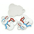 2 Silver Enamel SNOWMAN COUPLE Christmas Charms Pendants che0218