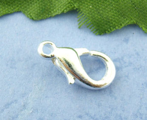 15 pcs Bright SILVER Plated Lobster Clasps 14mm x 7mm  fcl0005a