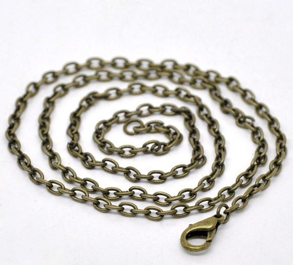 One Dozen (12) Antique Bronze Link Chain Necklaces 4mm x 3mm  .  20" long fch0024