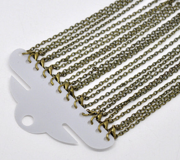 One Dozen (12) Antique Bronze Link Chain Necklaces 4x2mm  .  18" long   fch0083