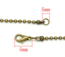 One Dozen (12) Brass Bronze Tone BALL CHAIN Necklaces, lobster clasp, 20" long 2.4mm fch0101