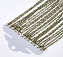 One Dozen (12) Antique Bronze Cable Flat Link Chain Necklaces 4x2mm   16" long  fch0075