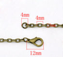 One Dozen (12) Antique Bronze Cable Flat Link Chain Necklaces 4x2mm   16" long  fch0075