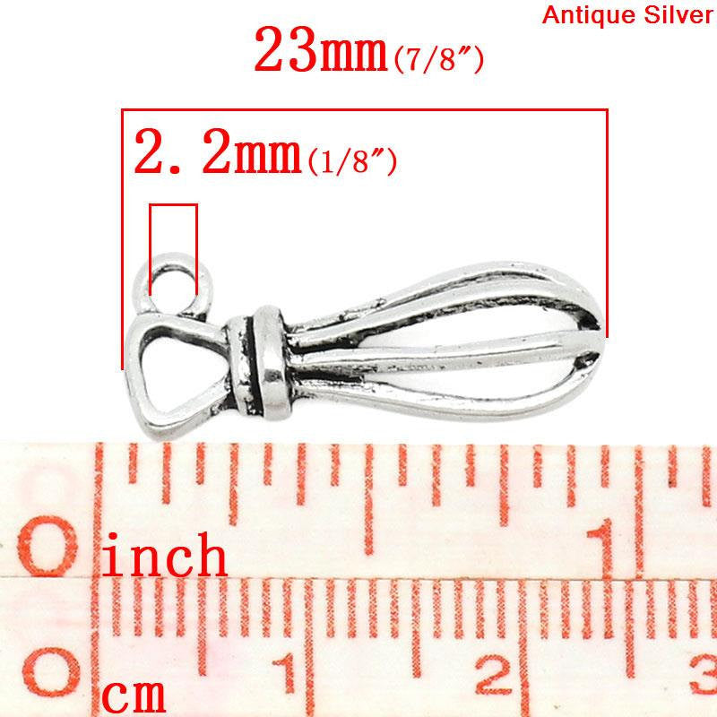 10 Silver Pewter WHISK UTENSIL Baking Charm Pendants chs0616