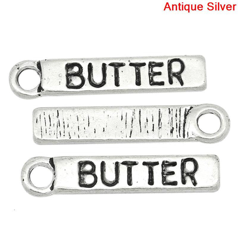 10 Silver Pewter Double BUTTER STICK Baking Charm Pendants . chs0378