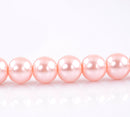 10mm LIGHT Pink Round Glass Pearl Beads  32 inch strand, about 90 beads bgl0470