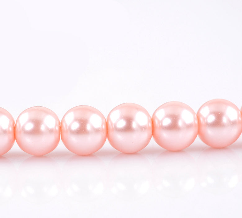 10mm LIGHT Pink Round Glass Pearl Beads  32 inch strand, about 90 beads bgl0470