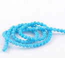 100 Round Glass Beads, turquoise blue and white marbeling, marble pattern, 8mm bgl0681