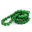 12mm Green and Black Striped Glass Beads . 30 beads bgl0280