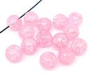 12mm PINK Round Crackle Glass Beads 30 beads bgl0699