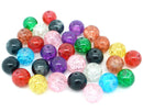 12mm MIXED COLORS Round Crackle Glass Beads, 30 beads  bgl0629
