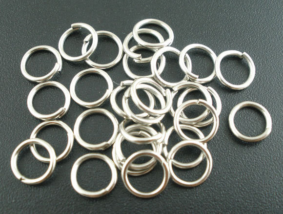 50 Silver Tone Open Jump Rings 8mm x 1mm, 18 gauge wire  jum0069a