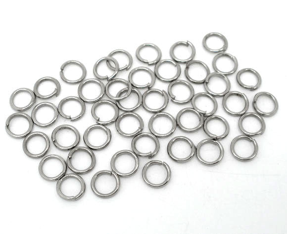 BULK 800 Silver Tone Open Jump Rings 7mm x 1mm, 18 gauge wire jum0040b
