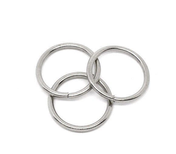 BULK 100 Large Thick Silver Tone Open Jump Rings 14mm x 1.5mm, 15 gauge wire jum0045b