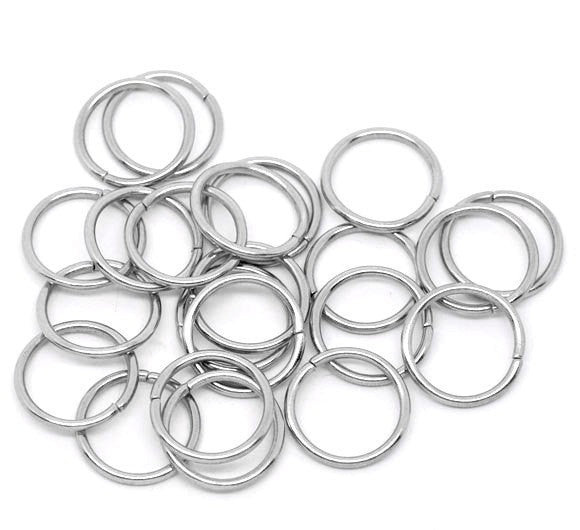 25 Large Thick Silver Tone Open Jump Rings 14mm x 1.5mm, 15 gauge wire  jum0045a