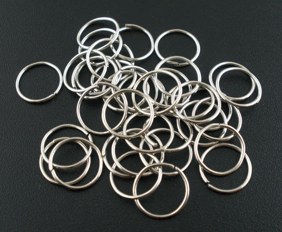 50 Thin Silver Tone Open Jump Rings 10mm x 0.7mm, 21/22 gauge wire  jum0048a