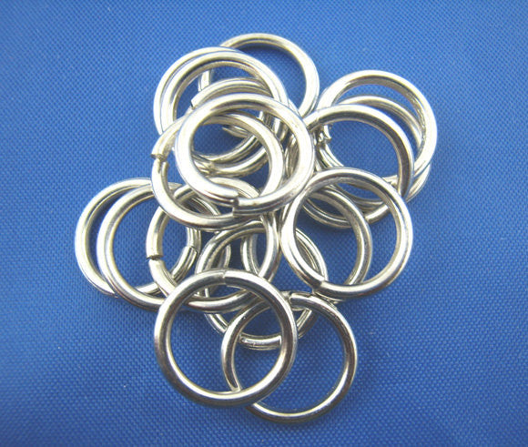 BULK 100 Large Thick Silver Tone Open Jump Rings 12mm x 1.17mm, 17 gauge wire  jum0044