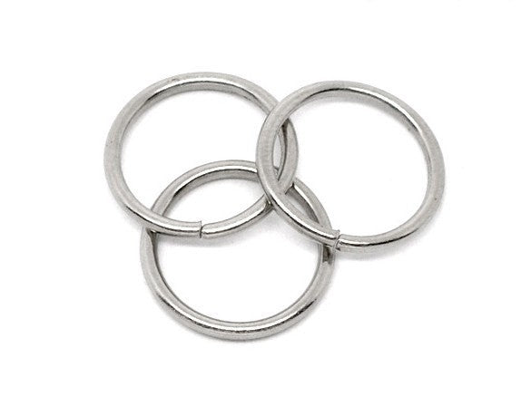 100 BULK Silver Tone Open Jump Rings 12mm x 1.5mm, 15 gauge wire  jum0046b