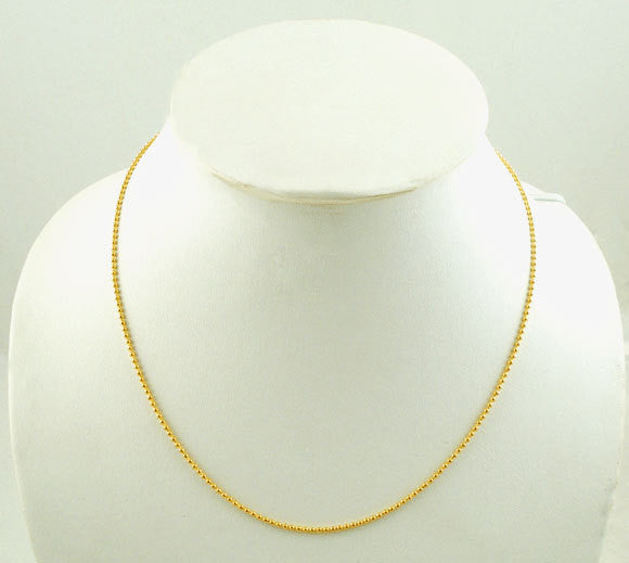 10 Bright Gold Plated BALL CHAIN Necklaces, lobster clasp, 16" long 1.5mm  fch0084