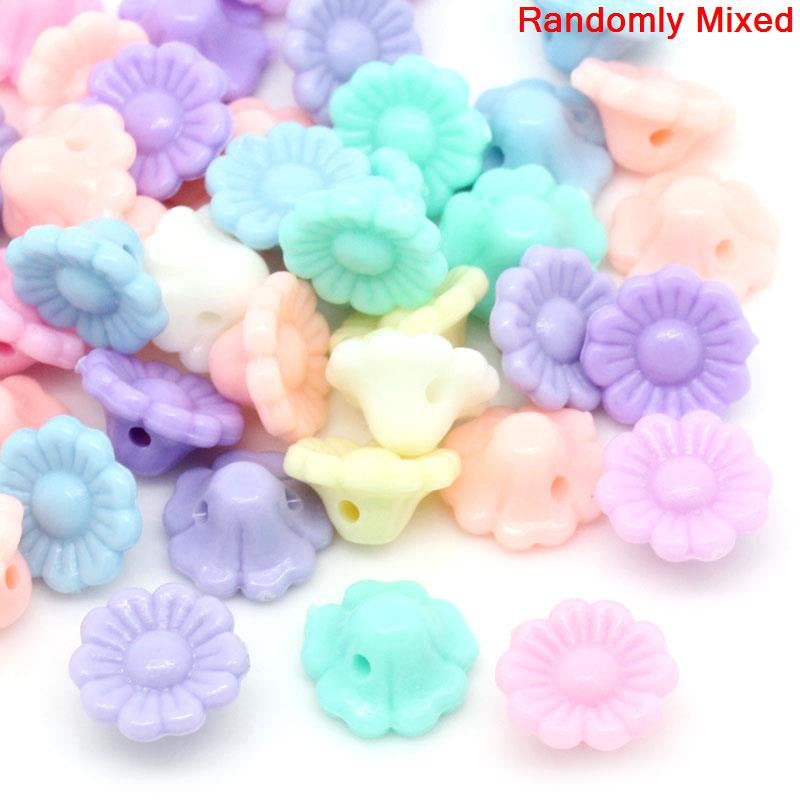 50 Solid Acrylic Pastel BUTTON Beads, mixed colors as shown but0175