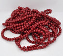 6mm Christmas Red Round Glass Pearls, 6mm red beads, 145 beads on double strand, bgl0411