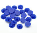 10 Resin Flower Cabochons, Chrysanthemum Mum . ROYAL BLUE .  15mm  CAB0146