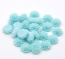 10 Resin Flower Cabochons, Chrysanthemum Mum . MINT   16mm  cab0116