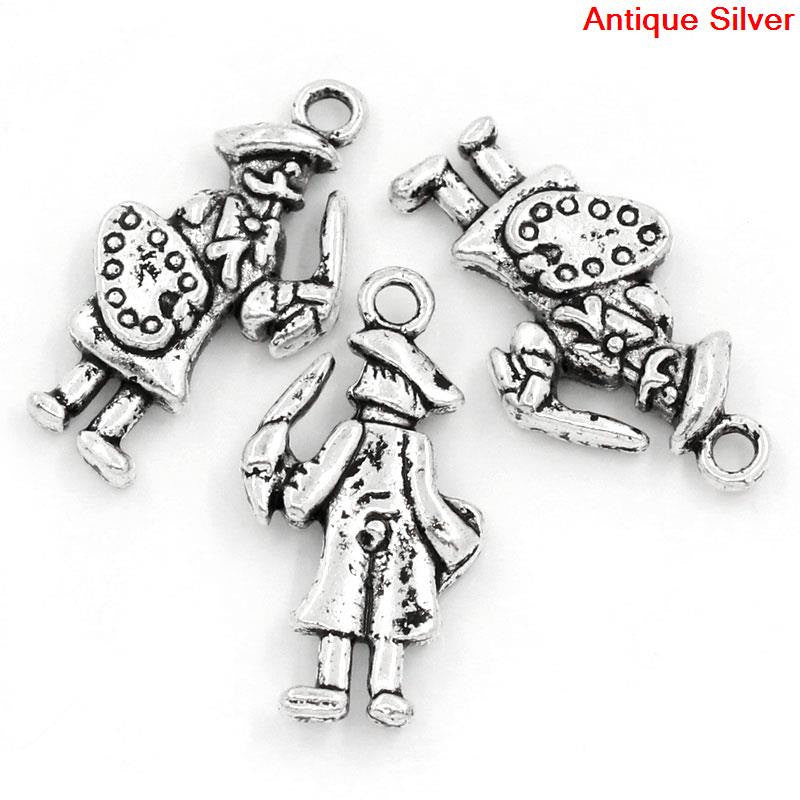 5 Silver Tone ARTIST PAINTER Charm Pendants chs0610