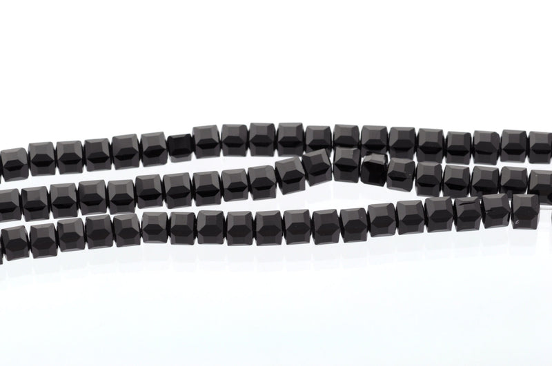 10 Faceted Crystal CUBE Beads, Precision Cut, JET BLACK , 6mm  bgl0615