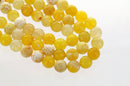 10 Polished Round Faceted LEMON YELLOW AGATE  Beads  12mm gag0020a