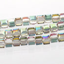 10 Faceted Crystal CUBE Beads Metallic NORTHERN LIGHTS ab, 6mm bgl0602a