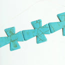 1 Strand (8 beads) Large Howlite Stone Beads TURQUOISE BLUE Maltese CROSS, 50x40mm  how0427b