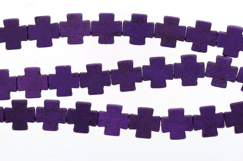 1 strand Synthetic Howlite Stone Beads DARK PURPLE 15mm how0166