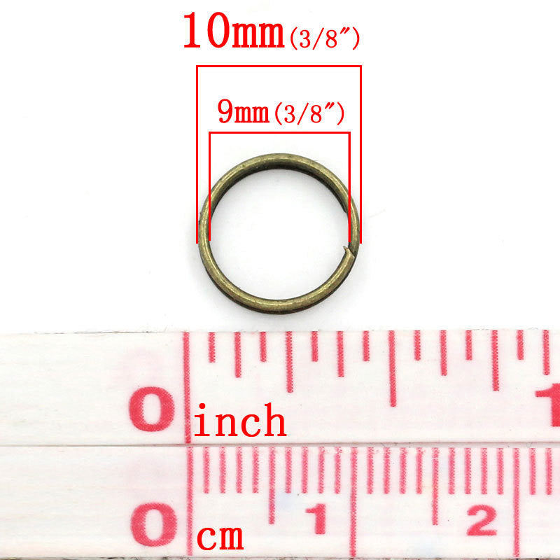 50 Bronze Tone Double Loops Split Rings Open Jump Rings 10mm  jum0073a