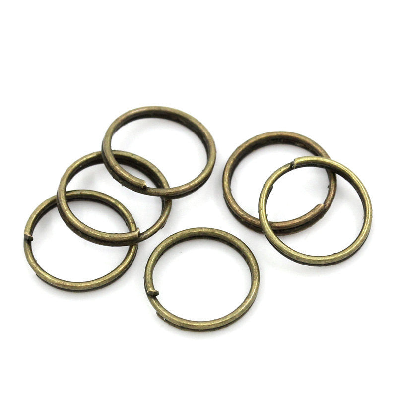 50 Bronze Tone Double Loops Split Rings Open Jump Rings 10mm  jum0073a