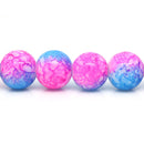 12mm Rose PINK, White and BLUE Swirl Marble Glass Beads . 30 beads . bgl0261