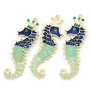 1 Gold Plated Enamel Rhinestone Deluxe SEAHORSE Charm Pendant chg0157