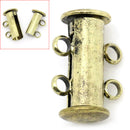 2 Magnetic 2-strand Antiqued GOLD BRASS Plated Slider Connector Clasps, 15x10mm  for Multi Strand Bracelets and Necklaces fcl0085