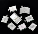 4 SMALL Silver Plated Book Shape Picture Photo Frame Locket 17x12mm. chs0715