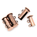 2 Magnetic 2-strand COPPER Plated Slider Connector Clasps, 15x10mm  for Multi Strand Bracelets and Necklaces fcl0071