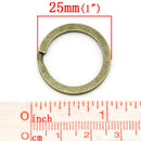 5 Large Bronze Tone Double Loops Split Rings Open Jump Rings 25mm key ring  fin0341