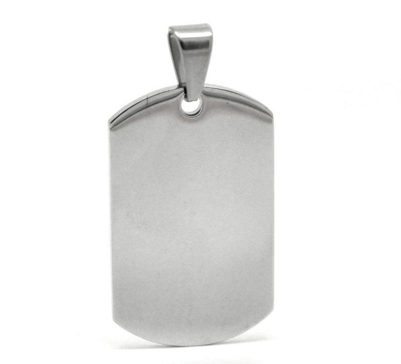 1 Stainless Steel Metal Stamping Blank Pendant, DOG TAG shape, bail . 36mm x 22mm 12 gauge msb0059