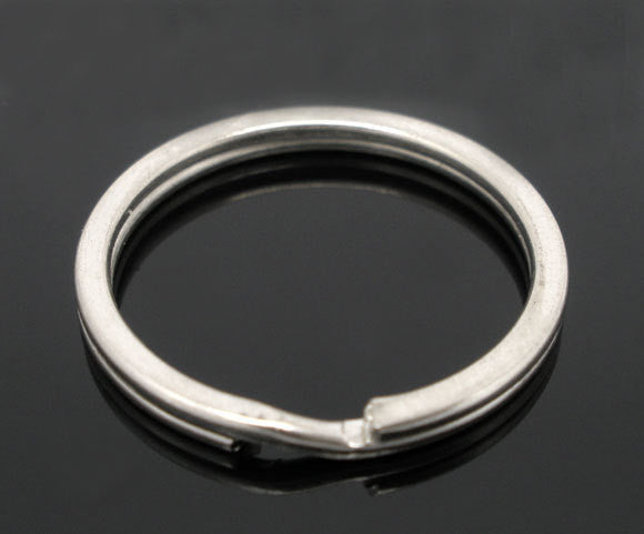 10 Large Silver Tone Double Loops Split Rings Open Jump Rings 25mm key ring  fin0342