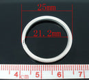 10 Large Silver Tone Double Loops Split Rings Open Jump Rings 25mm key ring  fin0342